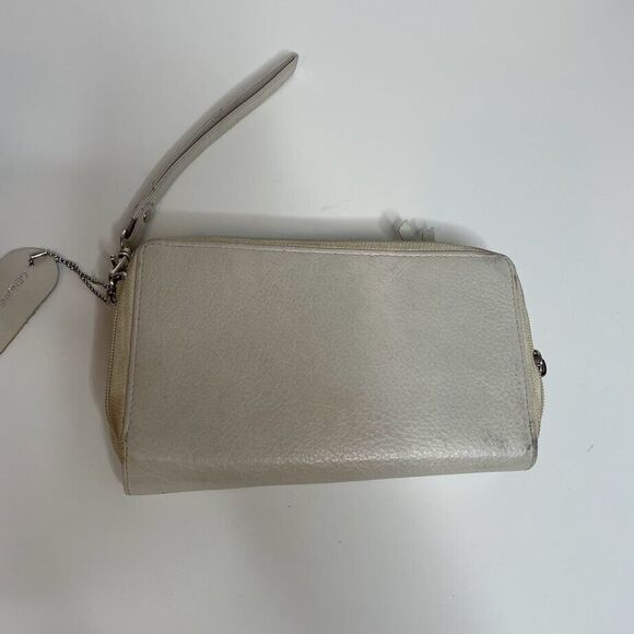 Great American Leatherworks Cream 8" Wallet Wristlet Zipper Snap Genuine Leather - Picture 3 of 9